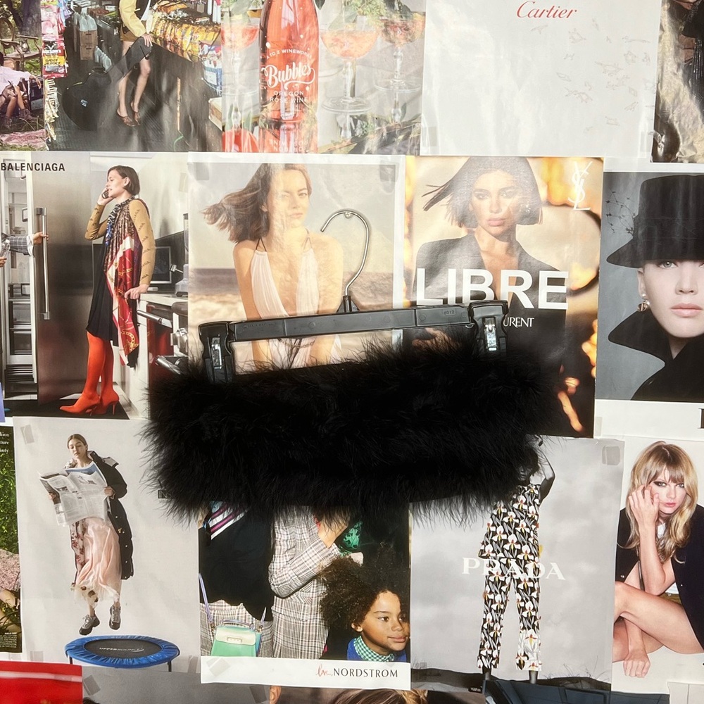 Furry Strapless Bandeau, Black Edikted Top, Size M